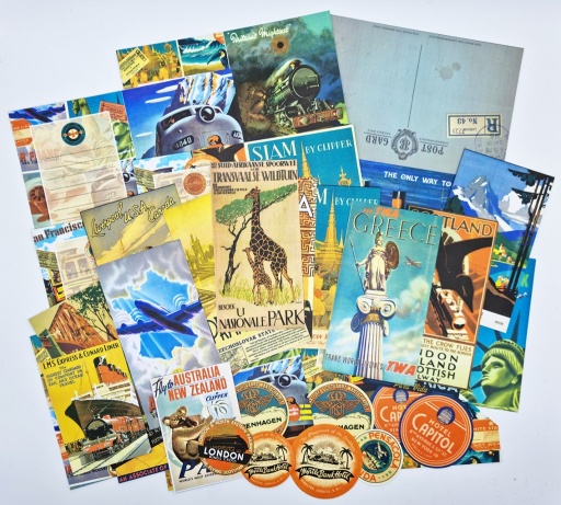 Ephemera Set - Vintage Travel - 30 pieces - 200gsm